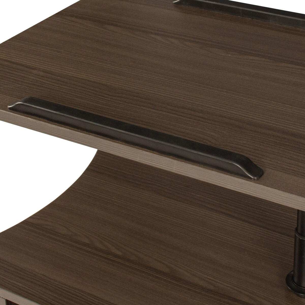 Rolling Nightstand with Swivel Top, Wooden Height Adjustable End Table Laptop Table with Drawers and Open Shelf