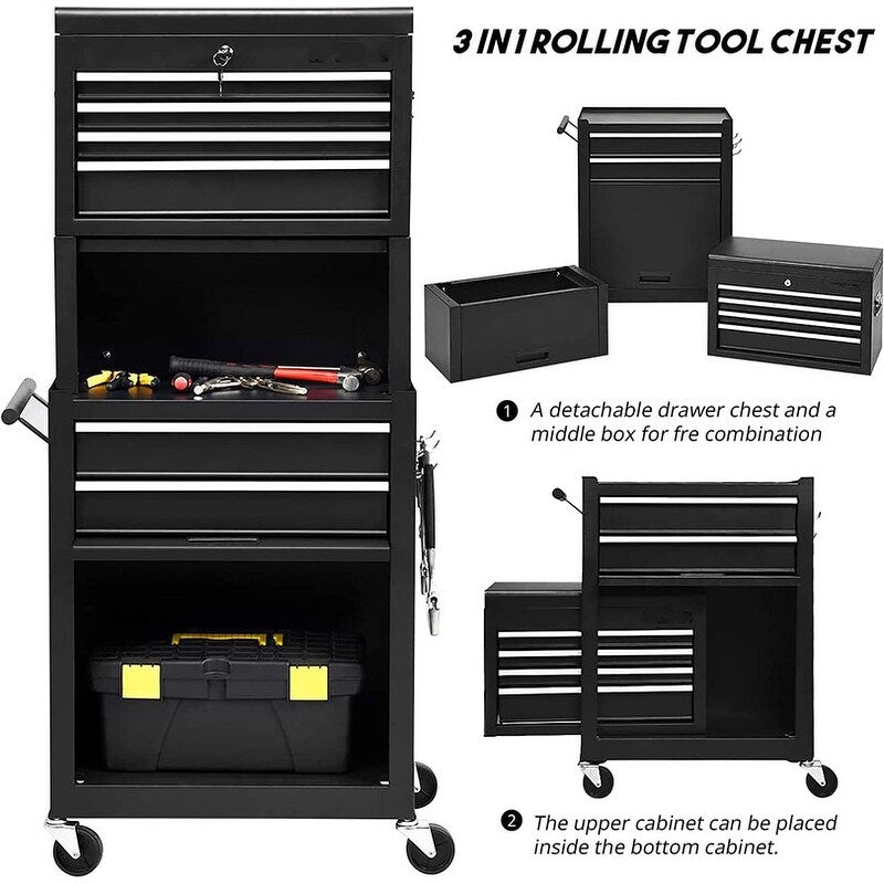 Rolling Tool Chest Storage Cabinet Tool Box with Wheels & 6 Drawers