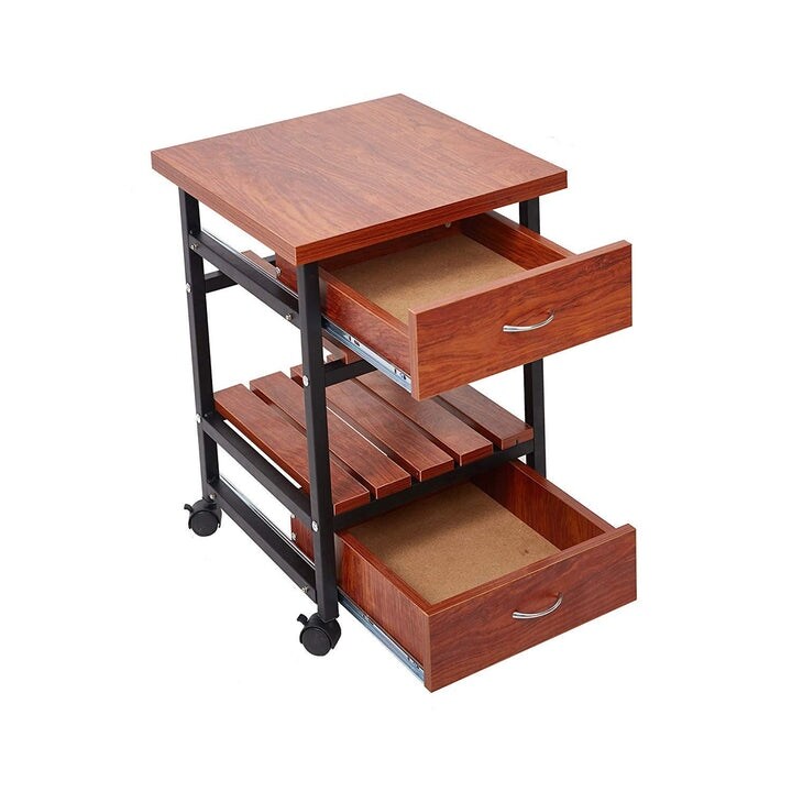 Rolling side table with drawers top
