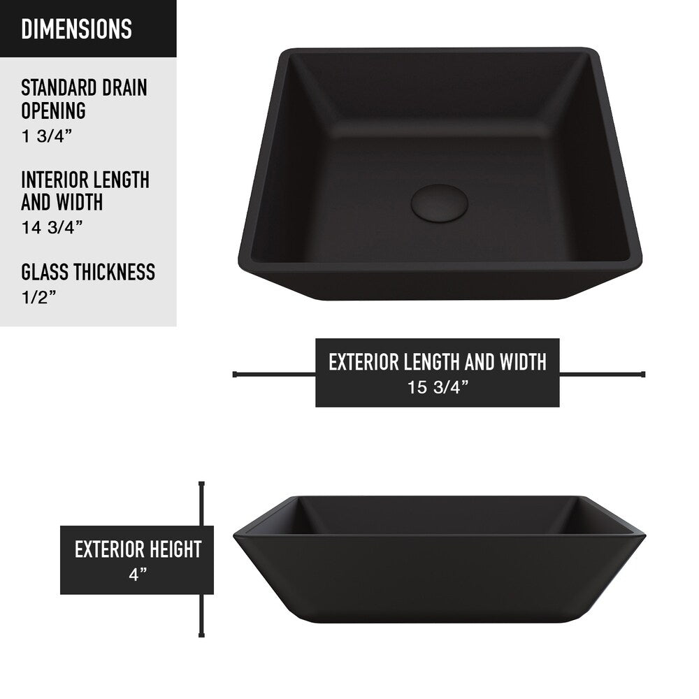 Roma Glass Rectangle Vessel Bathroom Sink Set With Niko Faucet in Brushed Nickel