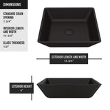 Roma Glass Rectangle Vessel Bathroom Sink Set With Niko Faucet in Brushed Nickel