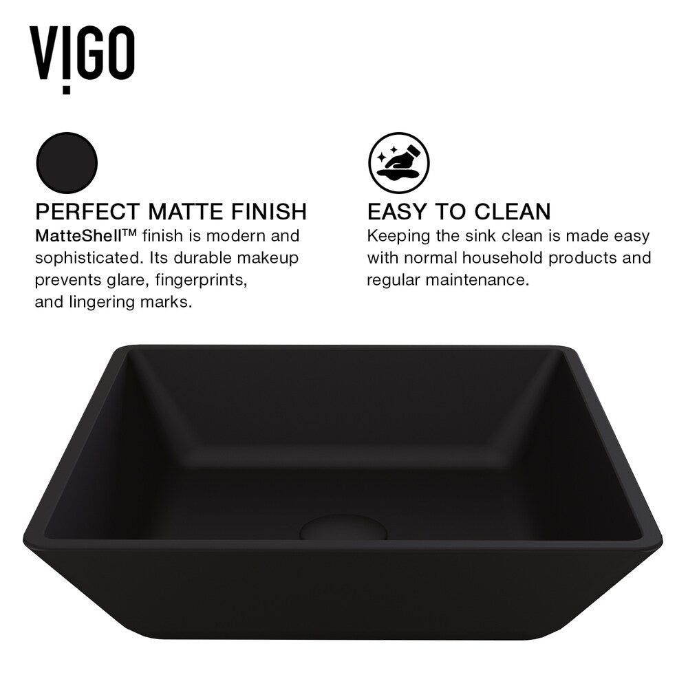 Roma Glass Rectangle Vessel Bathroom Sink Set With Niko Faucet in Brushed Nickel