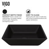 Roma Glass Rectangle Vessel Bathroom Sink Set With Niko Faucet in Brushed Nickel