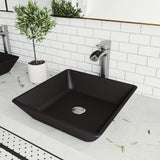 Roma Glass Rectangle Vessel Bathroom Sink Set With Niko Faucet in Brushed Nickel