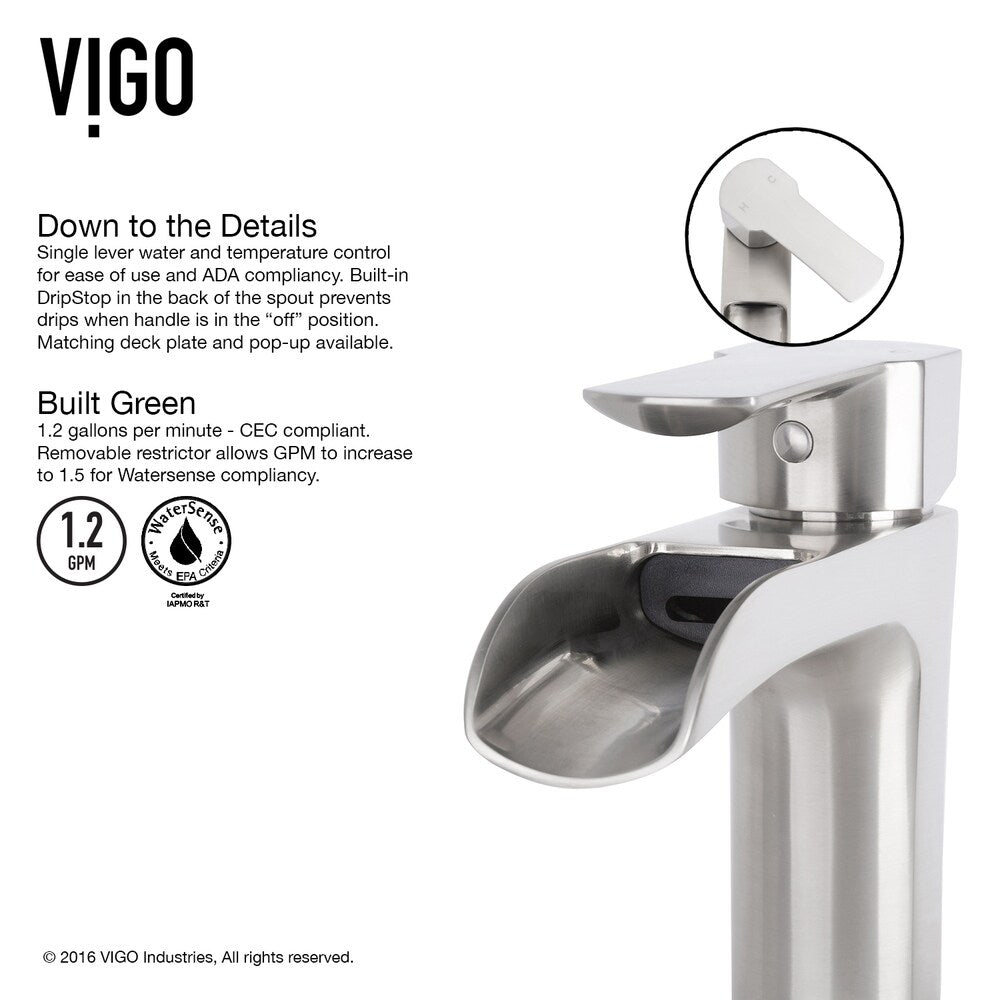 Roma Glass Rectangle Vessel Bathroom Sink Set With Niko Faucet in Brushed Nickel
