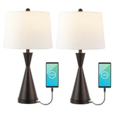 Roman 26" Classic French Country Iron LED Table Lamp with USB Charging Port, Nickel (Set of 2) by JONATHAN Y