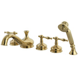 Kingston Brass Roman 5-Hole Deck Mount Roman Tub Faucet with Hand Shower