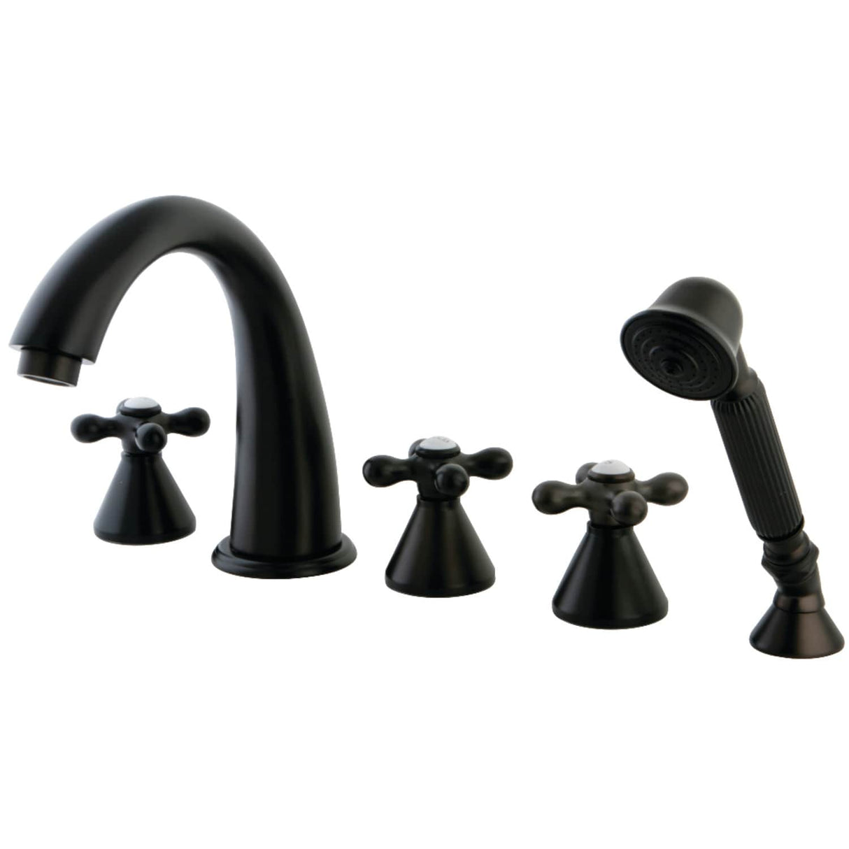 Kingston Brass Roman 5-Hole Deck Mount Roman Tub Faucet with Hand Shower