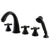 Kingston Brass Roman 5-Hole Deck Mount Roman Tub Faucet with Hand Shower