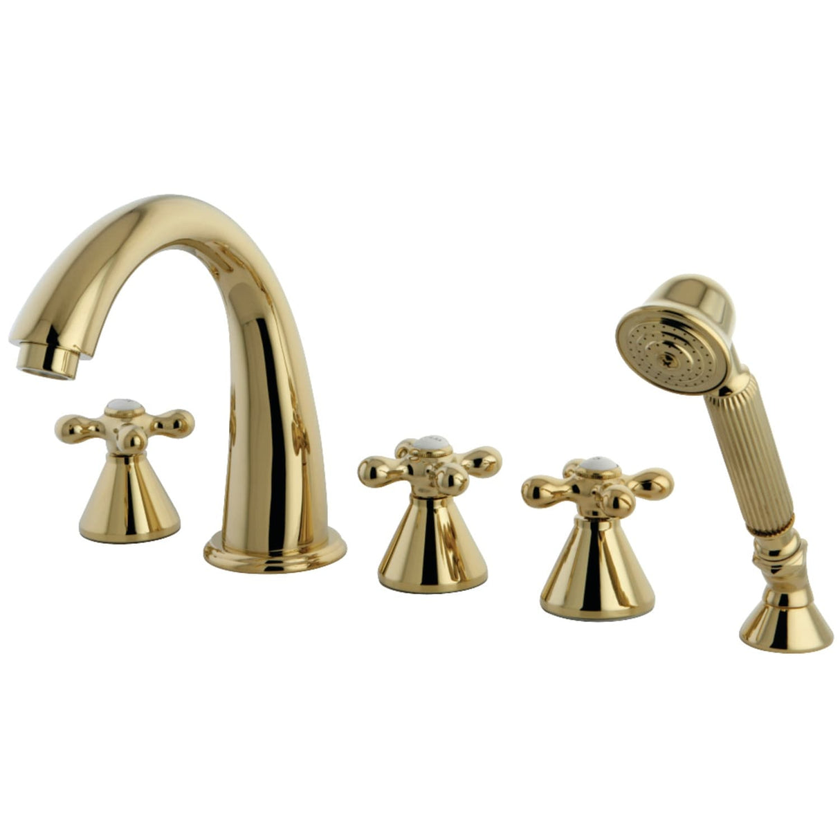 Kingston Brass Roman 5-Hole Deck Mount Roman Tub Faucet with Hand Shower