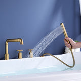3-Handle Tub Faucet Set with Handheld Shower, Modern Deck Mount Bathtub Faucet Set