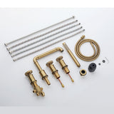 3-Handle Tub Faucet Set with Handheld Shower, Modern Deck Mount Bathtub Faucet Set