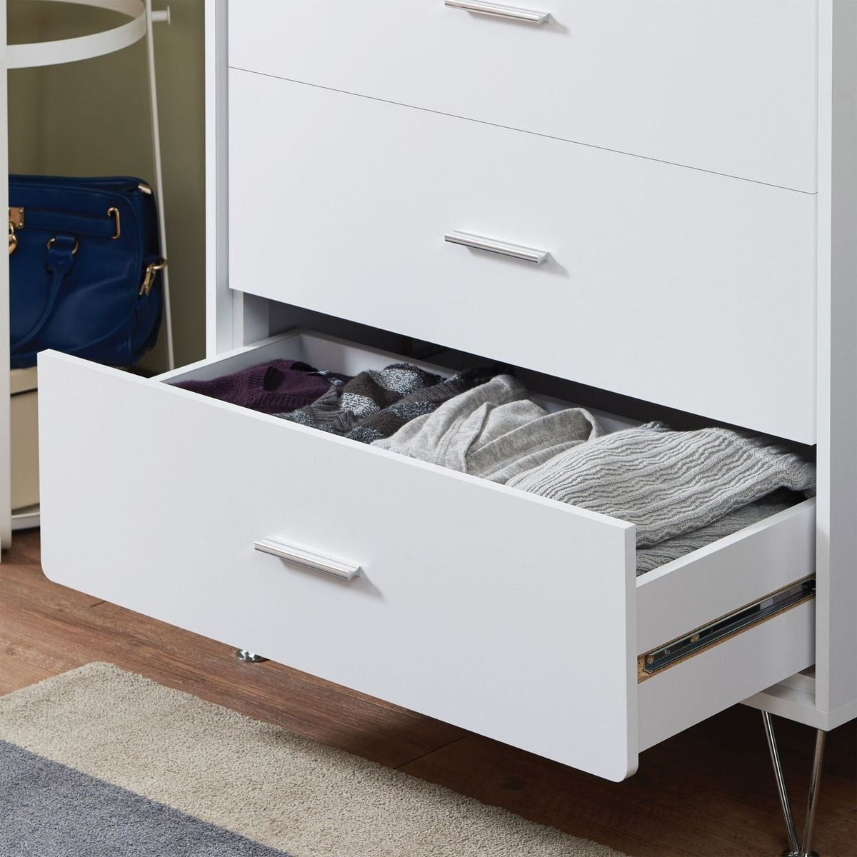 Romance Living Room Chest in Walnut/White Dresser