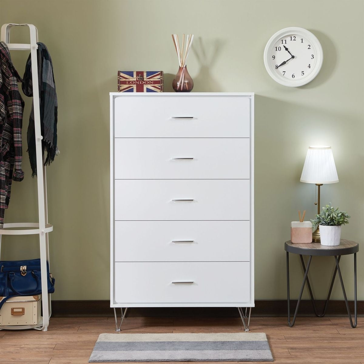 Romance Living Room Chest in Walnut/White Dresser