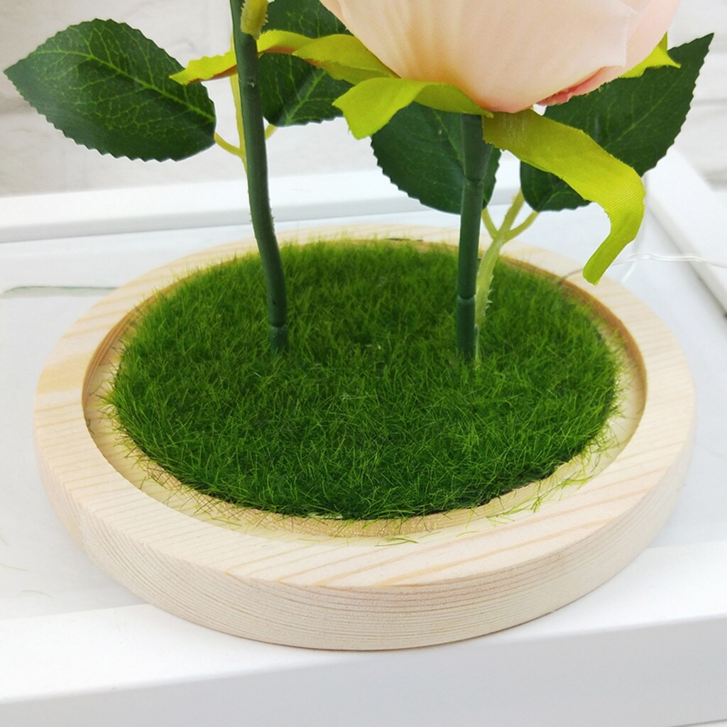 Romantic Immortal Flower Micro Landscape Rose Simulation Glass Shade Led Light