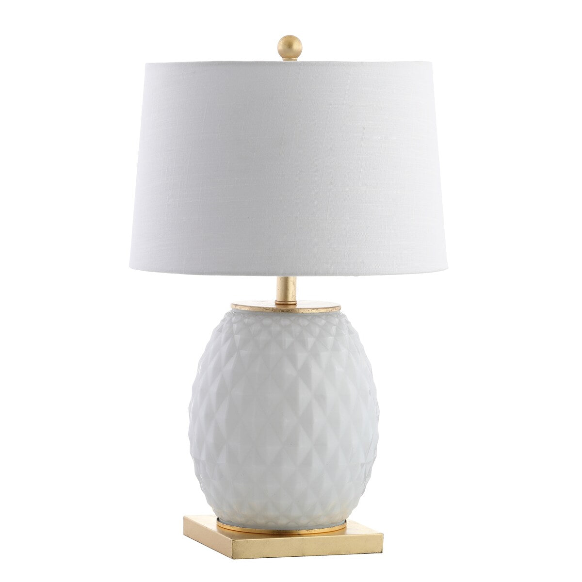Ronald 25.5" LED Glass/Metal Table Lamp, White/Gold Leaf by JONATHAN Y