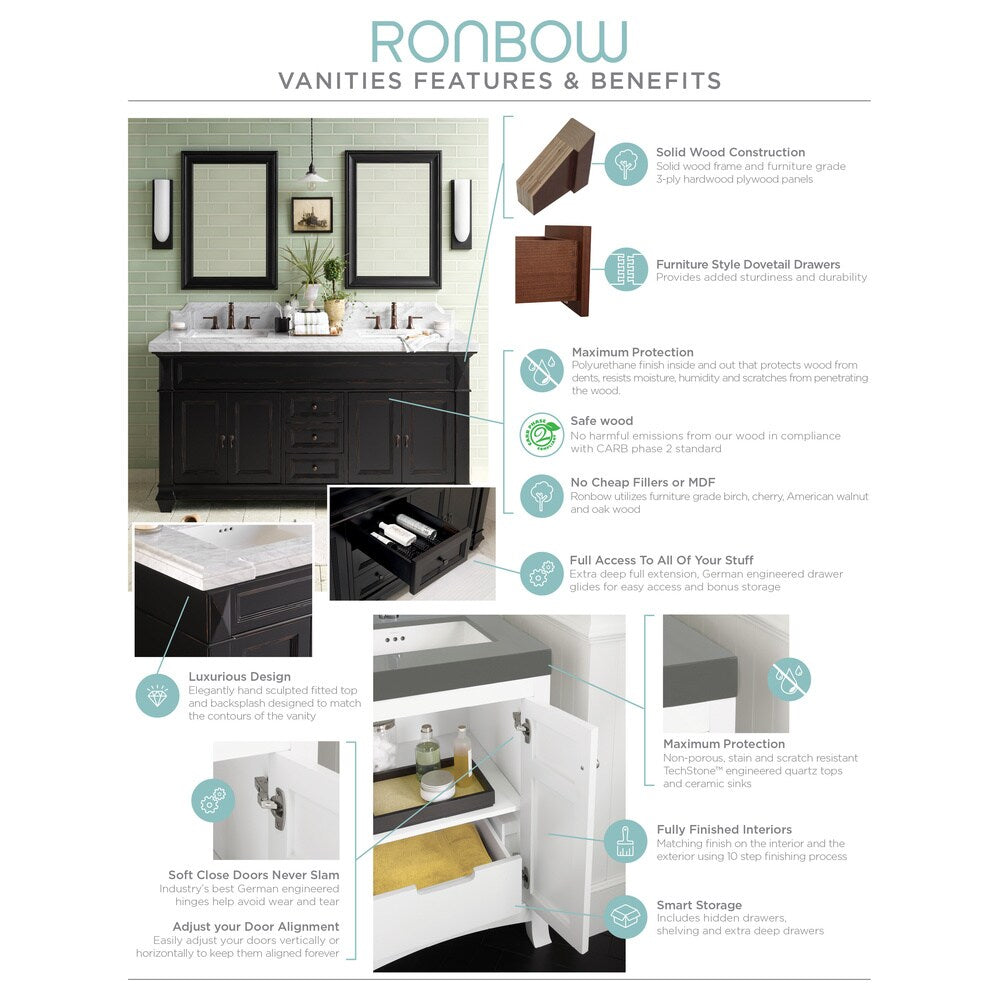 Ronbow Athena 36-inch Bathroom Vanity Set in Dark Cherry, Granite Countertop with Oval Ceramic Sink