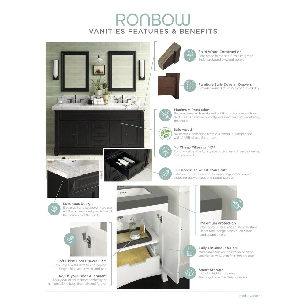 Ronbow Leonie Cherry Wood 24-inch Bathroom Vanity Set with Ceramic Sink