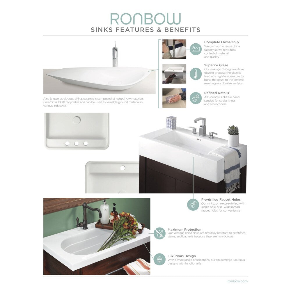 Ronbow Leonie Cherry Wood 24-inch Bathroom Vanity Set with Ceramic Sink