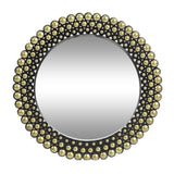 Rone Contemporary Studded Round Wall Mirror by Christopher Knight Home - Mirror + Bronze + Black - 35.50" H x 35.50" W x 0.50" D