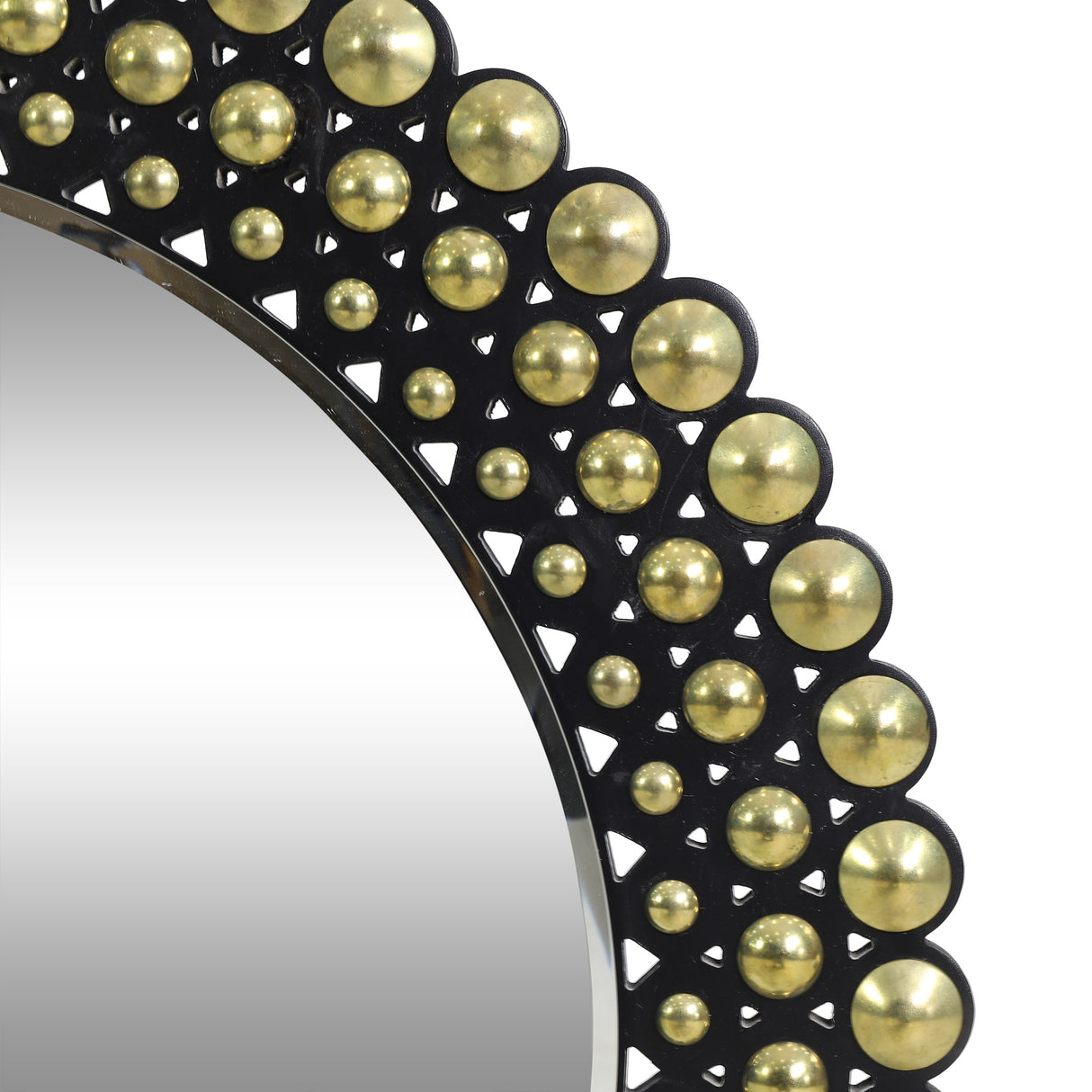 Rone Contemporary Studded Round Wall Mirror by Christopher Knight Home - Mirror + Bronze + Black - 35.50" H x 35.50" W x 0.50" D