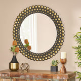 Rone Contemporary Studded Round Wall Mirror by Christopher Knight Home - Mirror + Bronze + Black - 35.50" H x 35.50" W x 0.50" D