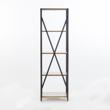 Roney Modern Industrial Acacia Wood/ Iron 4-tier Slim Bookcase by Christopher Knight Home - 14.50" W x 17.00" D x 56.50" H