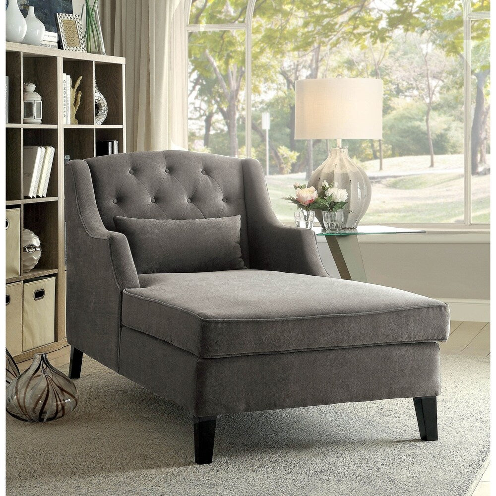 Roni Traditional Corduroy Chaise in Warm Gray Finish