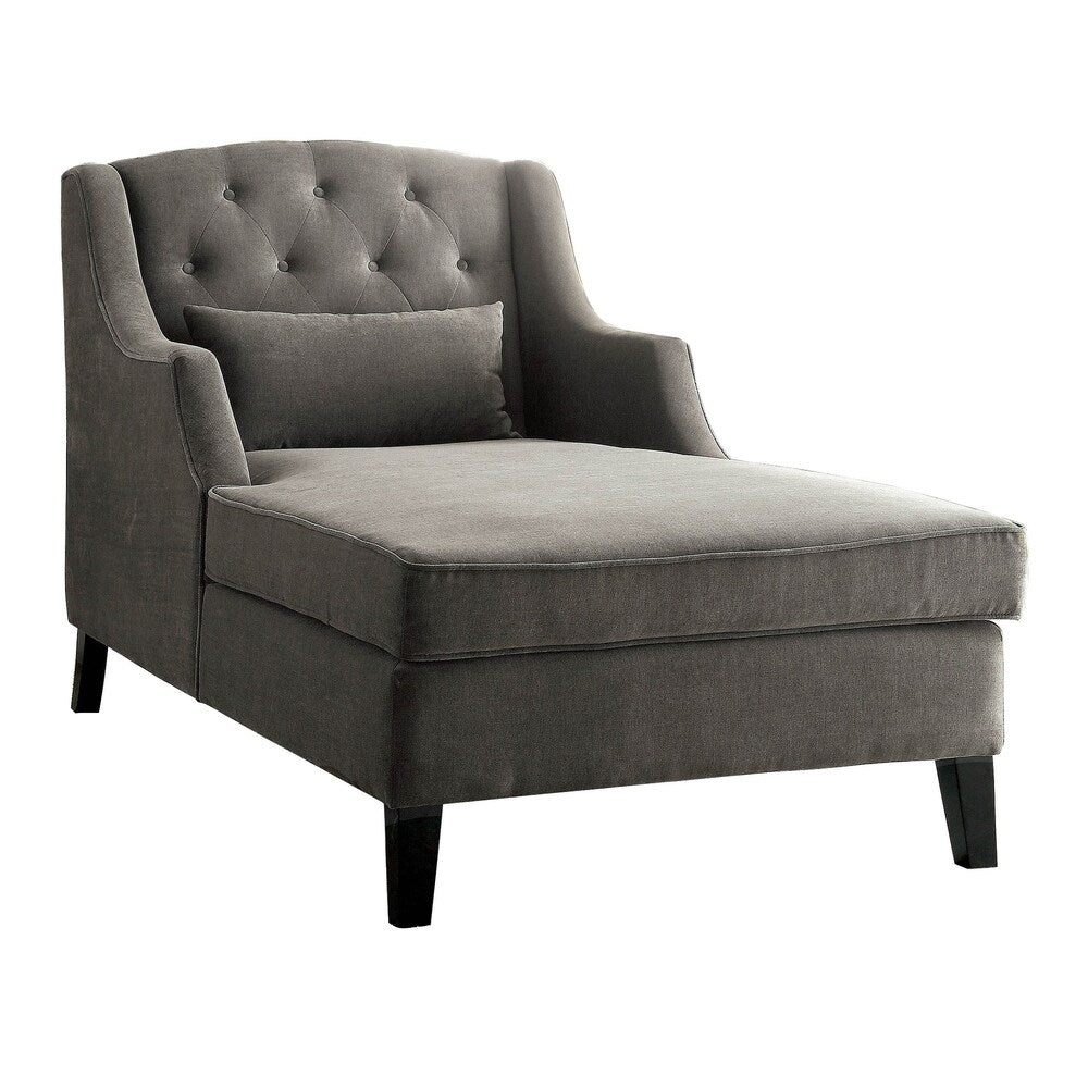 Roni Traditional Corduroy Chaise in Warm Gray Finish