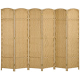 Room Divider, 6 Panel Folding Privacy Screen, 5.6' Tall Freestanding Wall Partition for Home Office, Bedroom, Nature Wood