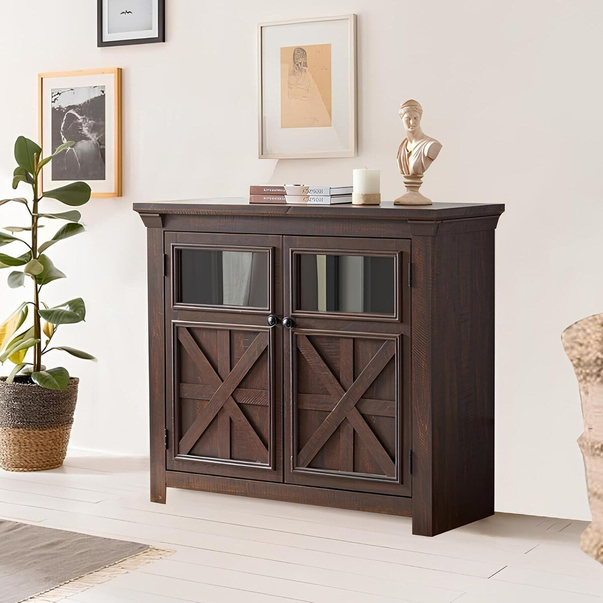 Roomfitters 2 Doors Cabinet Large Buffet Sideboard Cabinet, Bar Wine Cabinet, Coffee Bar Wine Bar Storage Cabinet