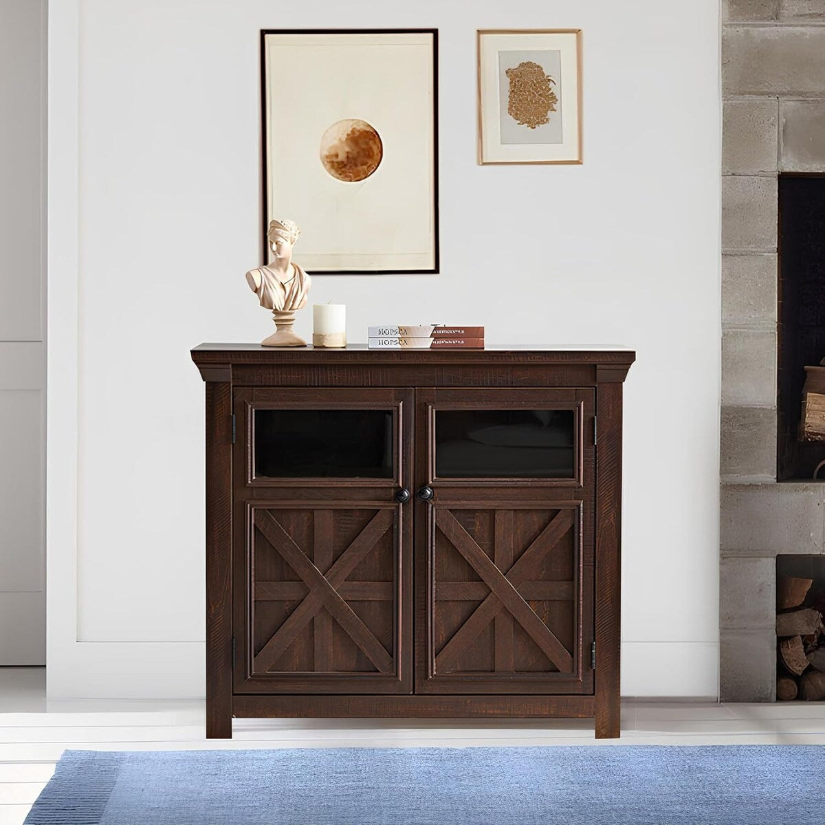 Roomfitters 2 Doors Cabinet Large Buffet Sideboard Cabinet, Bar Wine Cabinet, Coffee Bar Wine Bar Storage Cabinet