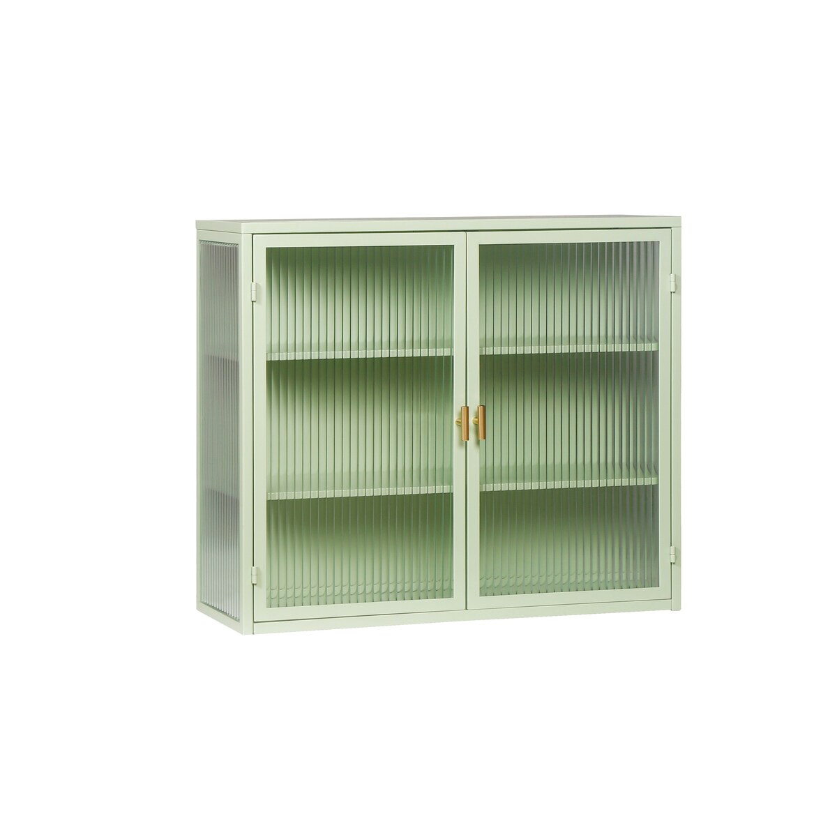 Roomfitters 27.56" Modern Glass Door Wall Cabinet with Three-Tier Storage for Entryway, Living Room, Bathroom