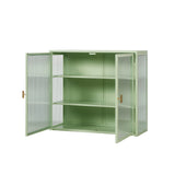Roomfitters 27.56" Modern Glass Door Wall Cabinet with Three-Tier Storage for Entryway, Living Room, Bathroom