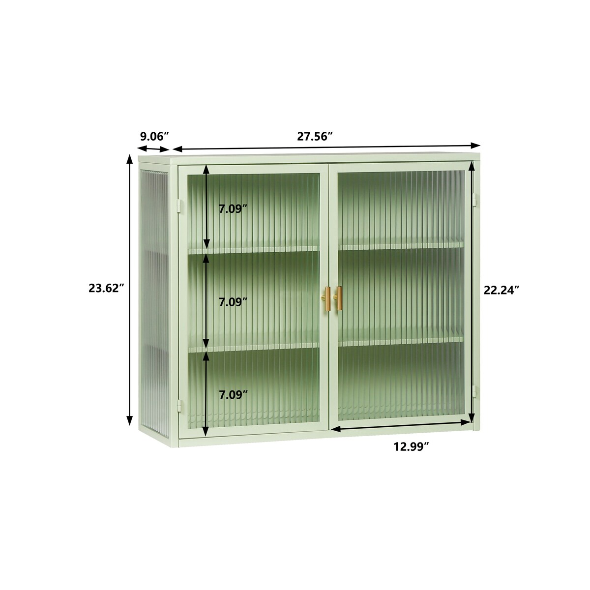 Roomfitters 27.56" Modern Glass Door Wall Cabinet with Three-Tier Storage for Entryway, Living Room, Bathroom