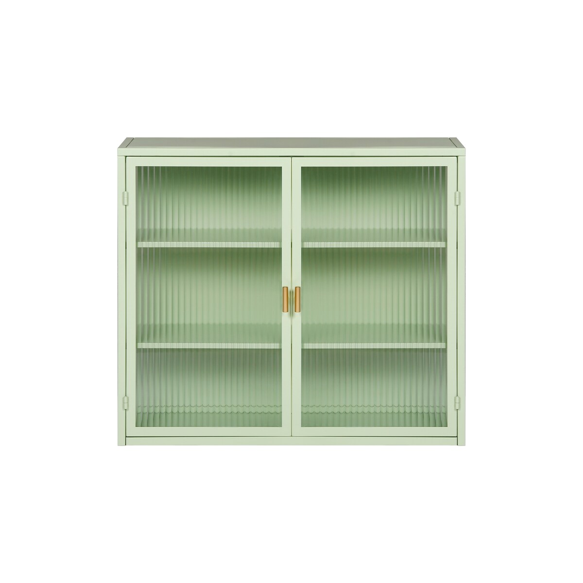 Roomfitters 27.56" Modern Glass Door Wall Cabinet with Three-Tier Storage for Entryway, Living Room, Bathroom