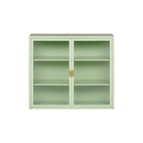 Roomfitters 27.56" Modern Glass Door Wall Cabinet with Three-Tier Storage for Entryway, Living Room, Bathroom