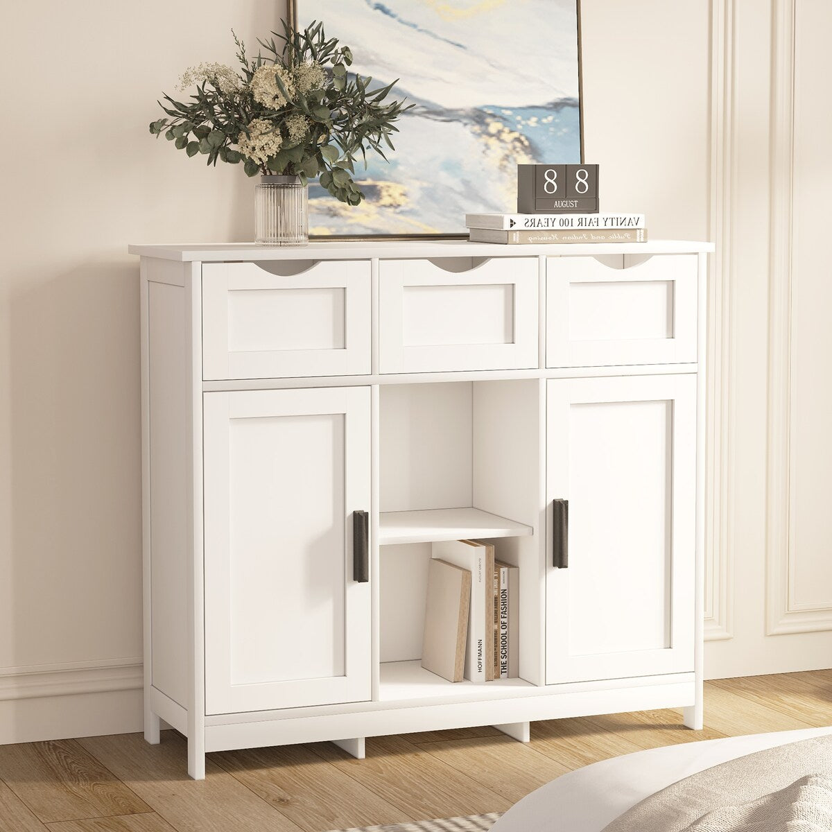 Roomfitters Morden Buffet Sideboard Cabinet with doors and drawers, Coffee Bar Cabinet, Sideboard with Storage