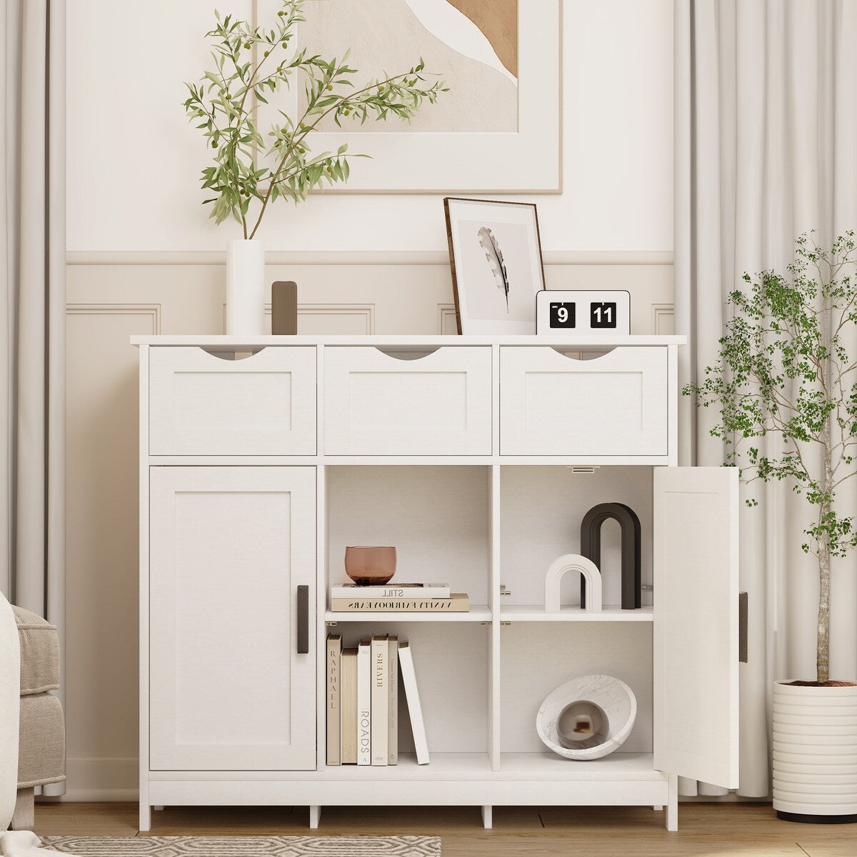 Roomfitters Morden Buffet Sideboard Cabinet with doors and drawers, Coffee Bar Cabinet, Sideboard with Storage