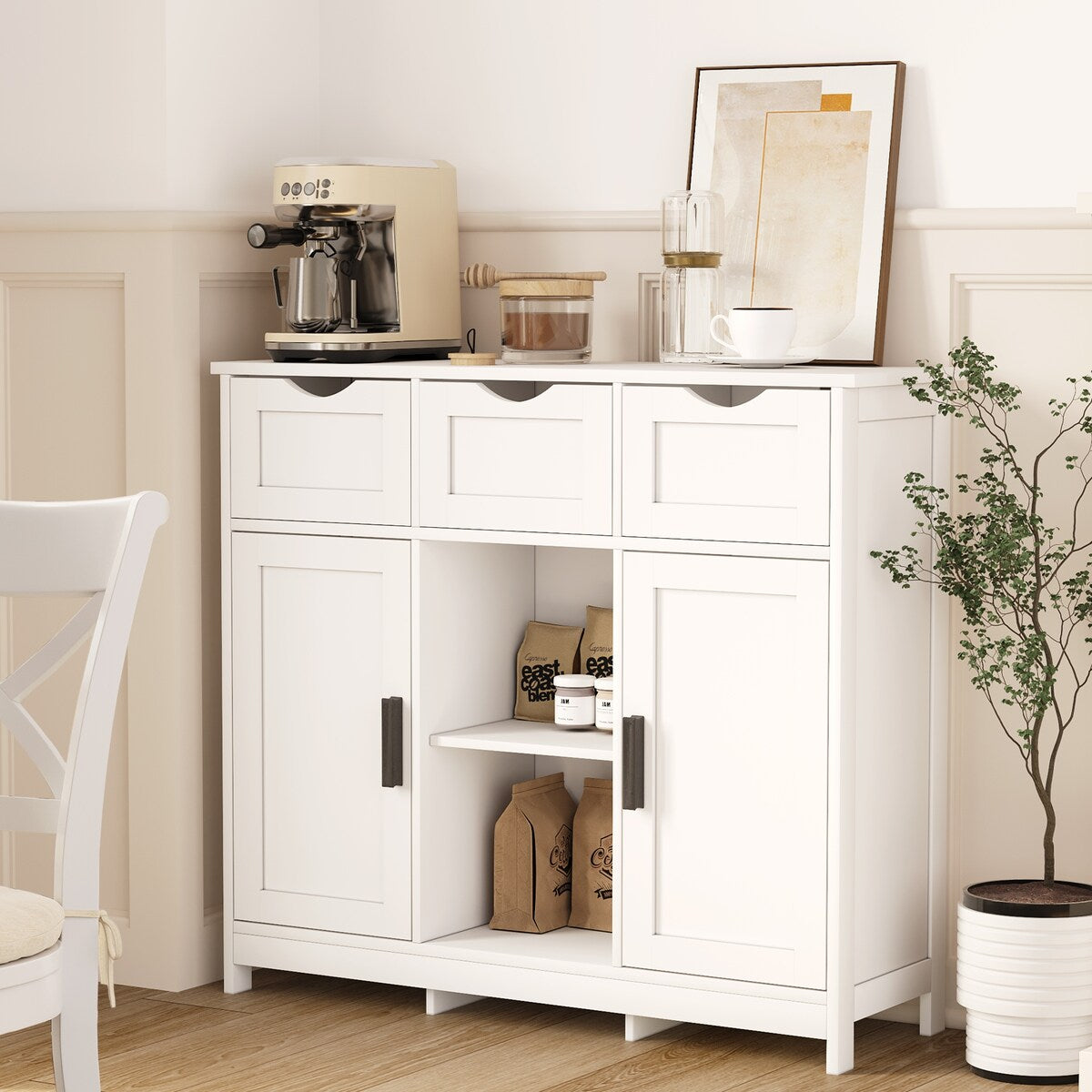 Roomfitters Morden Buffet Sideboard Cabinet with doors and drawers, Coffee Bar Cabinet, Sideboard with Storage