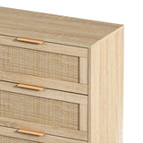 Roomfitters 43.31-Inch 6-Drawer Rattan Storage Cabinet in Natural for Bedroom and Living Room
