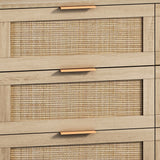 Roomfitters 43.31-Inch 6-Drawer Rattan Storage Cabinet in Natural for Bedroom and Living Room