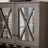 Roomfitters Farmhouse Wine Cabinet, Kitchen Hutch Buffet, Liquor Cabinet for Liquor and Glasses Rack, Charcoal Grey - N/A