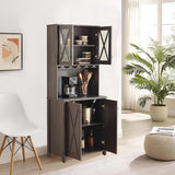 Roomfitters Farmhouse Wine Cabinet, Kitchen Hutch Buffet, Liquor Cabinet for Liquor and Glasses Rack, Charcoal Grey - N/A