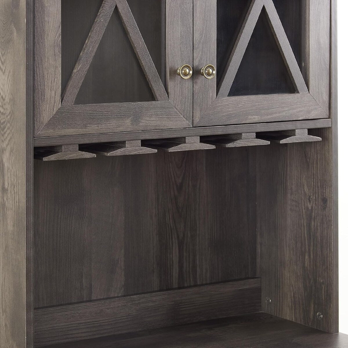 Roomfitters Farmhouse Wine Cabinet, Kitchen Hutch Buffet, Liquor Cabinet for Liquor and Glasses Rack, Charcoal Grey - N/A
