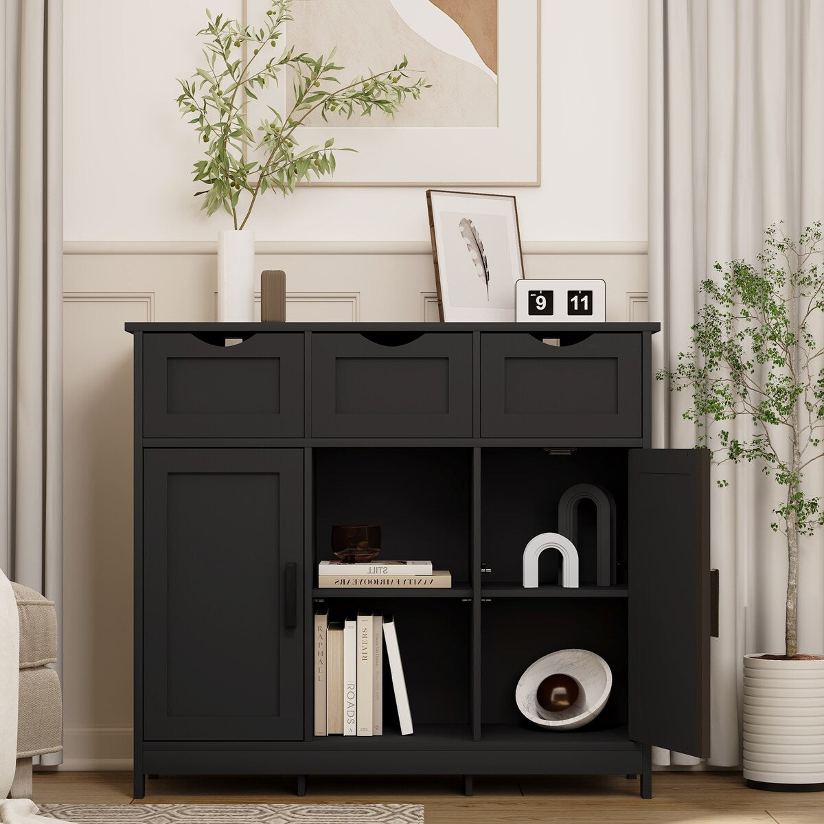 Roomfitters Morden Buffet Sideboard Cabinet with doors and drawers, Coffee Bar Cabinet, Sideboard with Storage