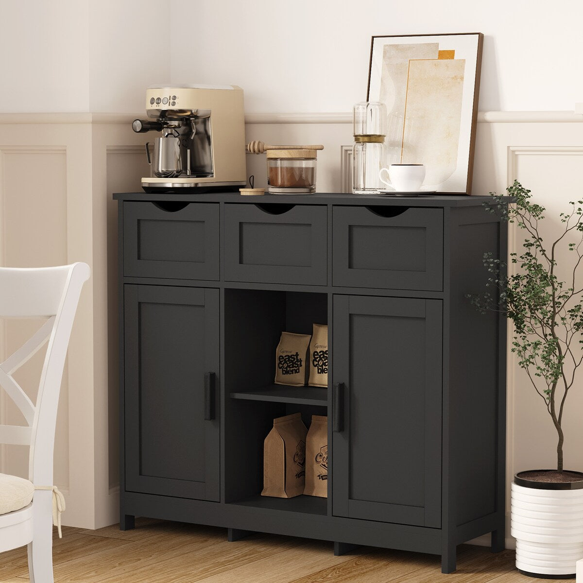 Roomfitters Morden Buffet Sideboard Cabinet with doors and drawers, Coffee Bar Cabinet, Sideboard with Storage