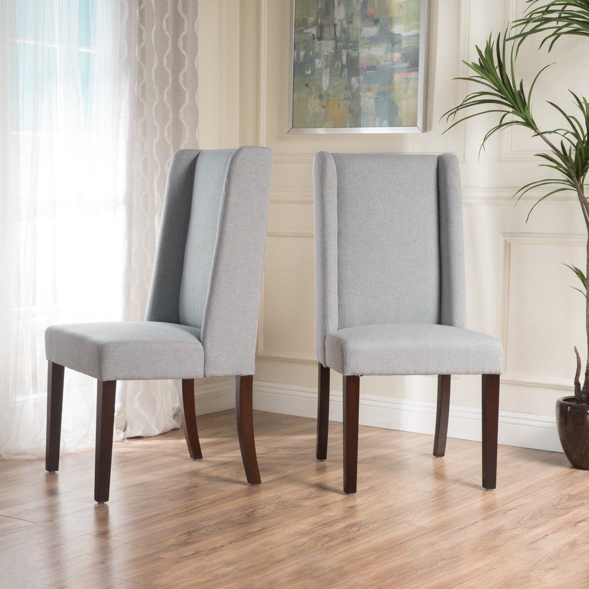 Rory Contemporary Fabric Wingback Dining Chair (Set of 2)