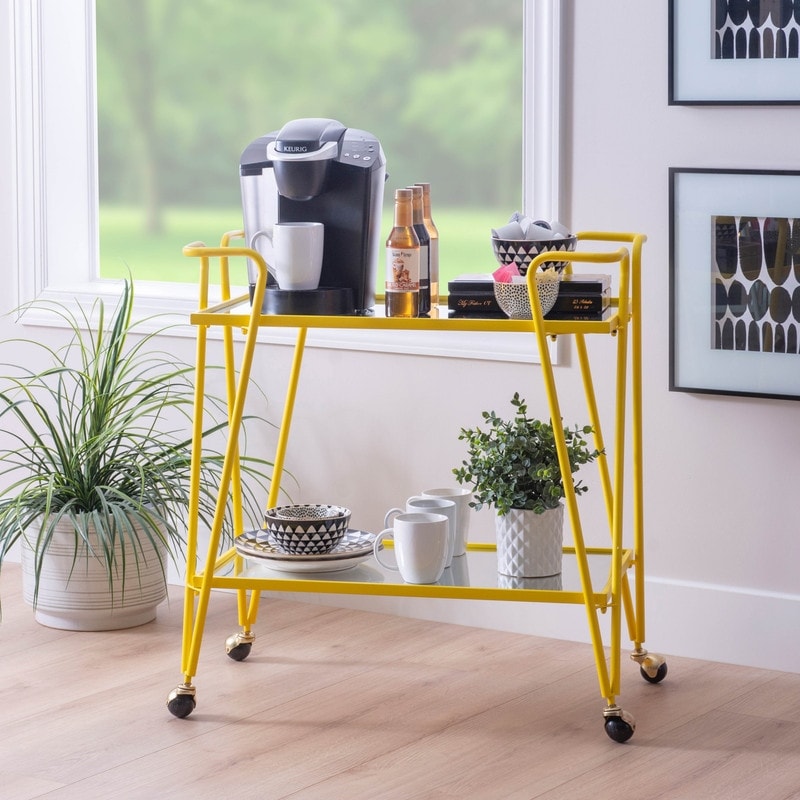 Rosa Mid-Century 2-Teir Rolling Metal Bar Cart