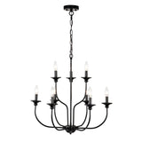 Rosalynne 28-Inch 9-Light Black Finish 2-Tier Drip Cup Candelabra Chandelier Ceiling Light